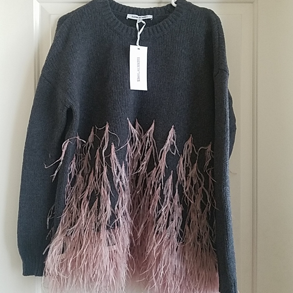Elizabeth and James ostrich feather sweater L